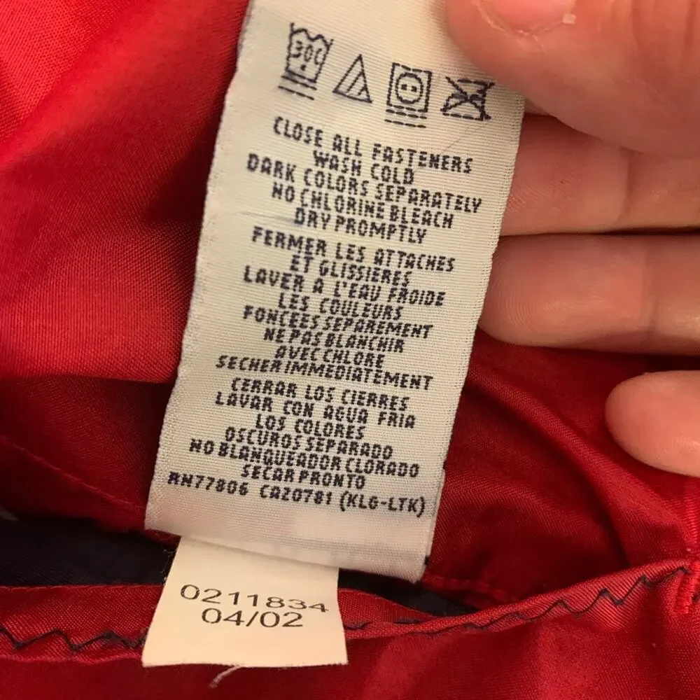 TOMMY HILFIGER Boy’s Red/White/Blue Reversible Zip Up Jacket / Size: Small 5-6